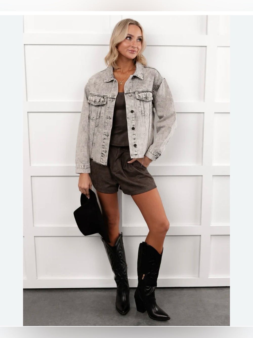 refuge Light Gray Washed Denim Jacket - Picture 1 of 5